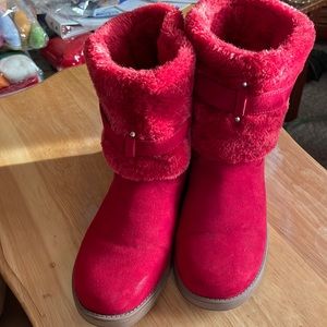 Red leather ankle boots 7 M brand GBG